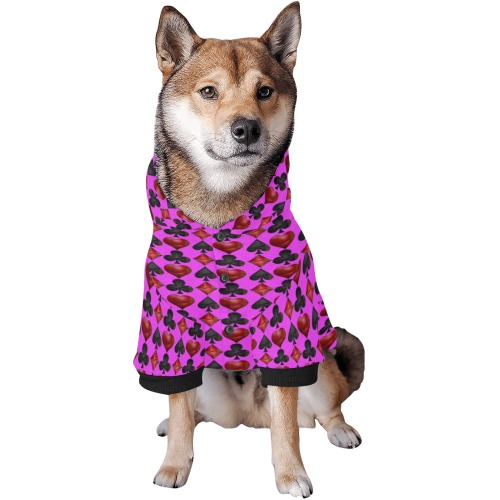 Las Vegas Poker Card Shapes - Pink Pet Dog Hoodie