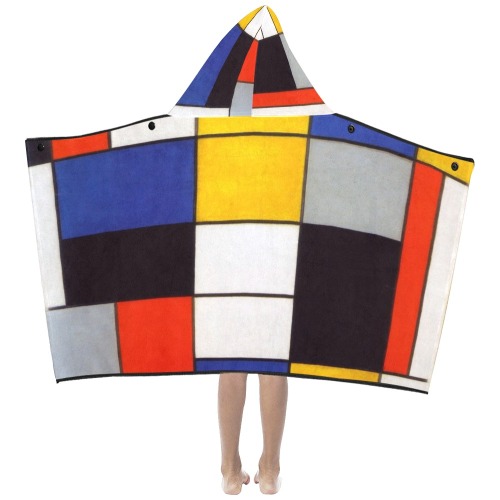 Composition A by Piet Mondrian Kids' Hooded Bath Towels