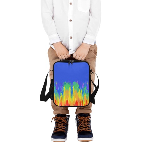 Abstract Paint Flames Blue Crossbody Lunch Bag for Kids (Model 1722)
