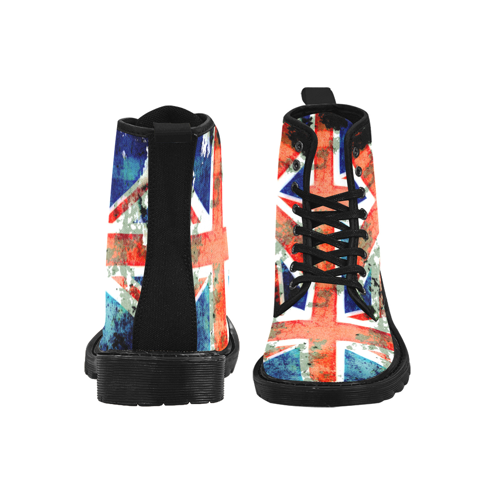 Extreme Grunge Union Jack Flag Martin Boots for Women (Black) (Model 1203H)