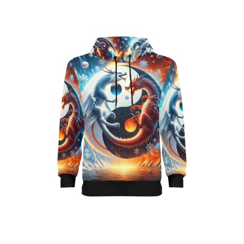 Dragon Yin Yang - Men's Long Sleeve Fleece Hoodie (Model H55)