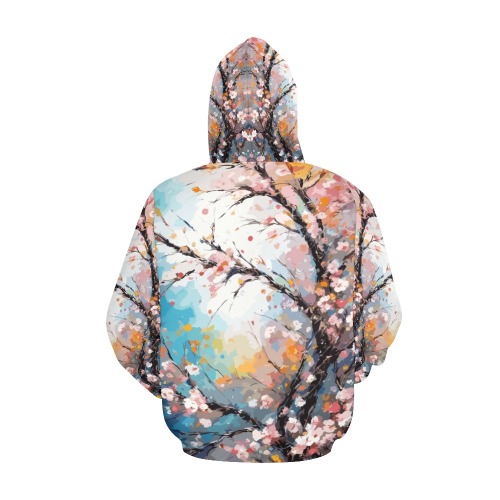 Elegant art of a sakura tree in full bloom. All Over Print Hoodie for Women (USA Size) (Model H13)