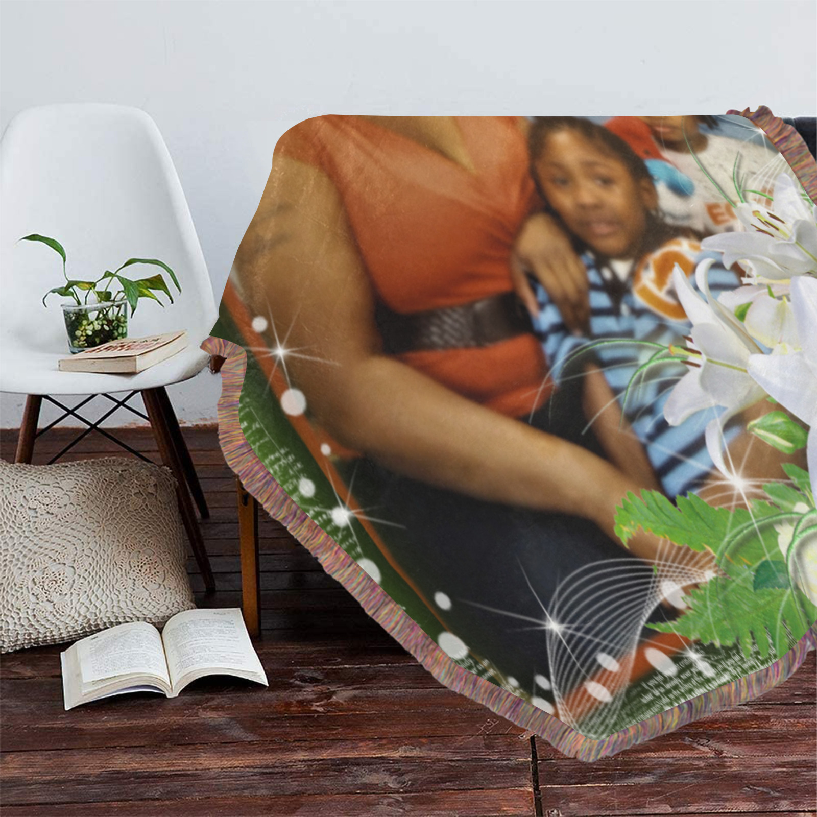 family design Ultra-Soft Fringe Blanket 60"x80" (Mixed Green)