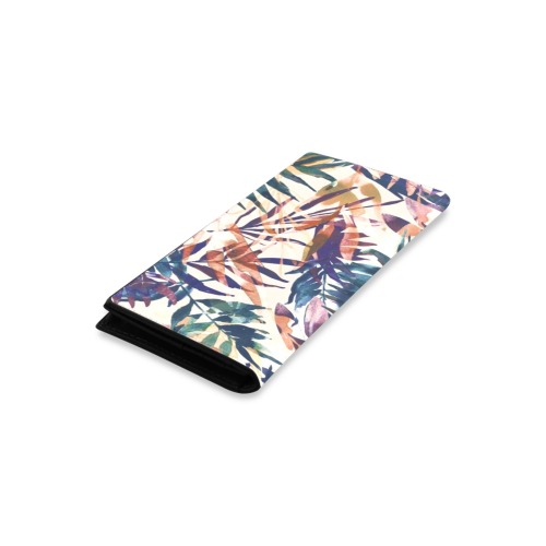 Abstract palms leaf colorful paint-6 Women's Leather Wallet (Model 1611)