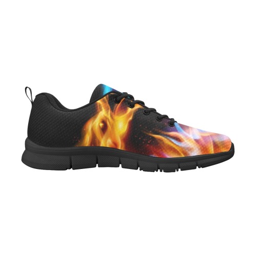 Blue and Red Fiery Dragon Collection Women's Breathable Running Shoes (Model 055)