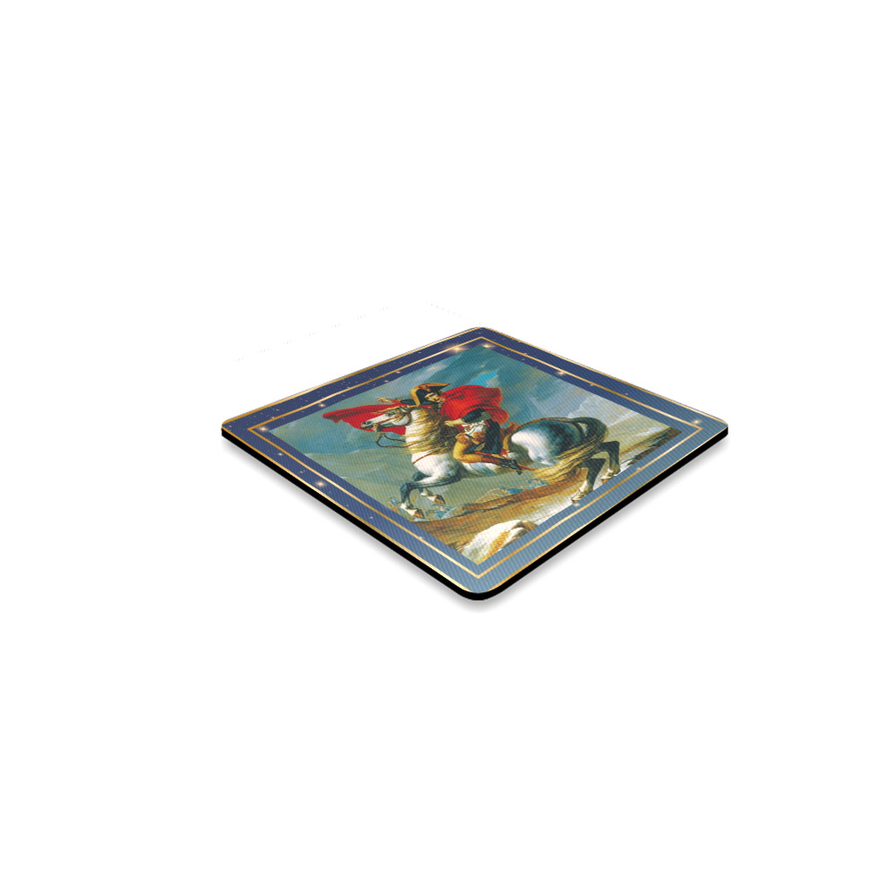 First Remastered Version of Napoleon Crossing The Alps by Jacques-Louis David Square Coaster