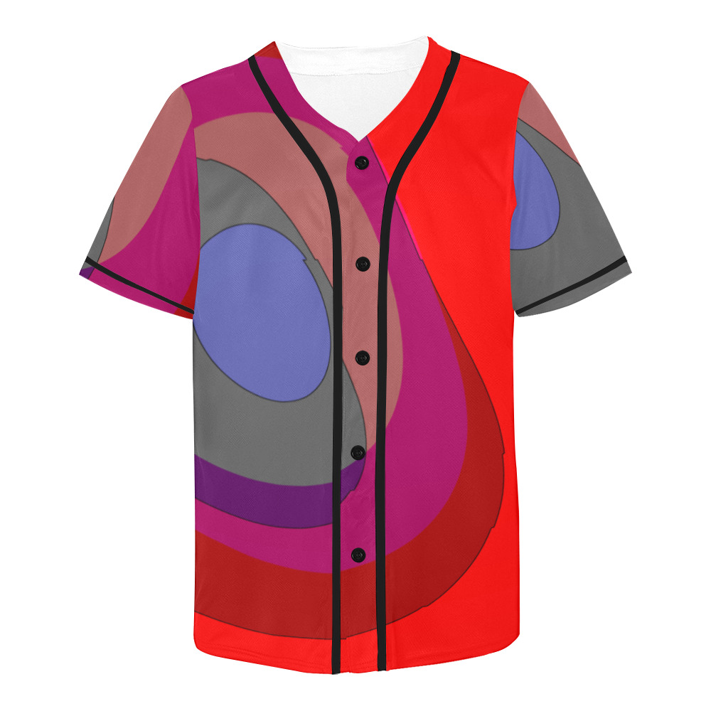 Red Abstract 714 All Over Print Baseball Jersey for Men (Model T50)