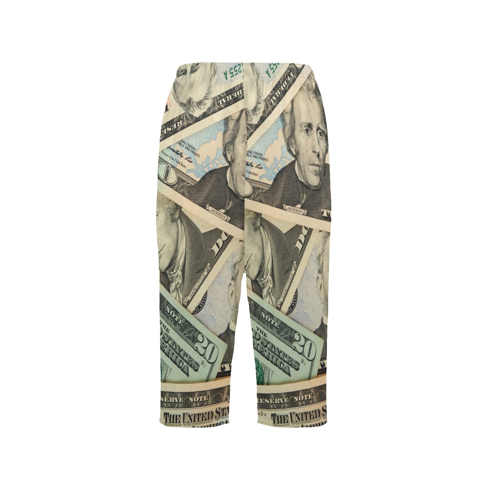US PAPER CURRENCY Cropped Pajama Pants (Model L66)