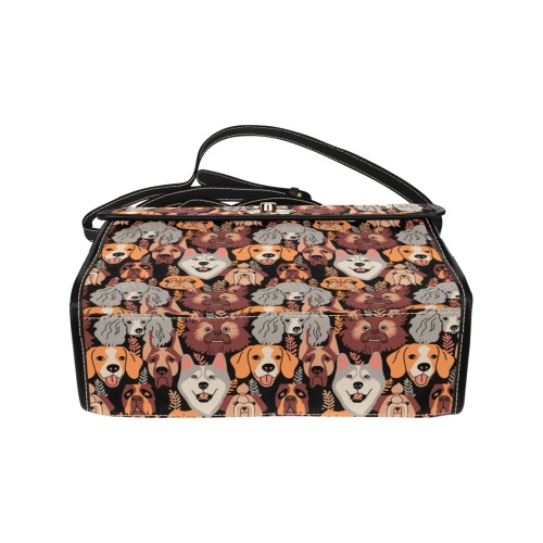 Doggies Waterproof Canvas Bag-Black (All Over Print) (Model 1641)