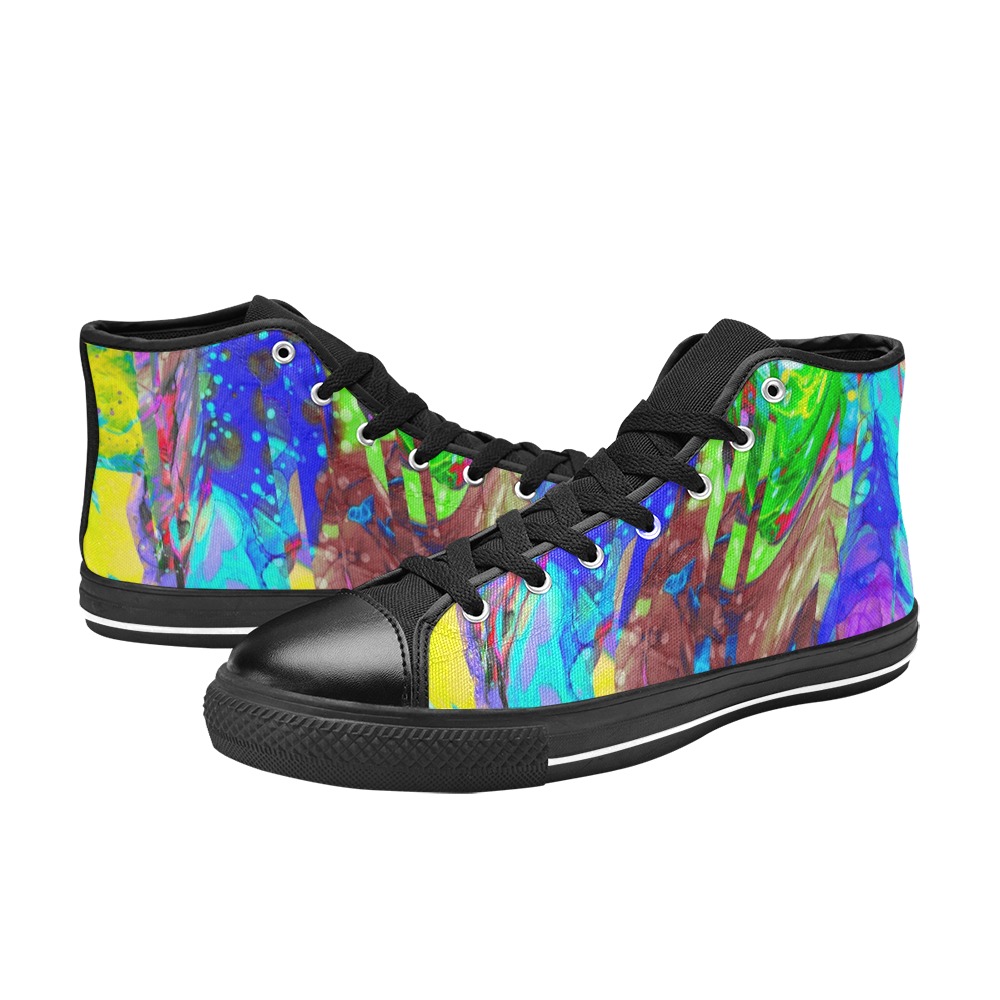 Psychedelic vibrant summer Women's Classic High Top Canvas Shoes (Model 017)