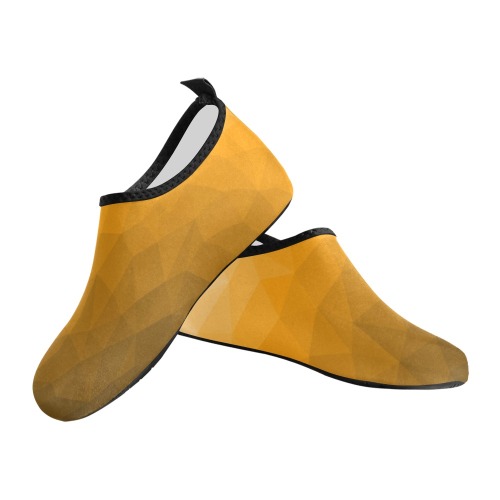 Orange gradient geometric mesh pattern Men's Slip-On Water Shoes (Model 056)