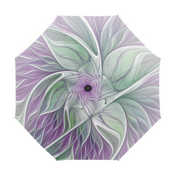 Flower Dream Abstract Purple Sea Green Floral Fractal Art Anti-UV Auto-Foldable Umbrella (U09)