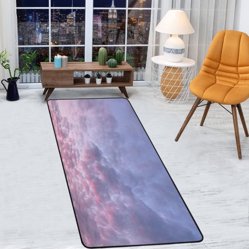 Morning Purple Sunrise Collection Area Rug with Black Binding  7'x3'3''