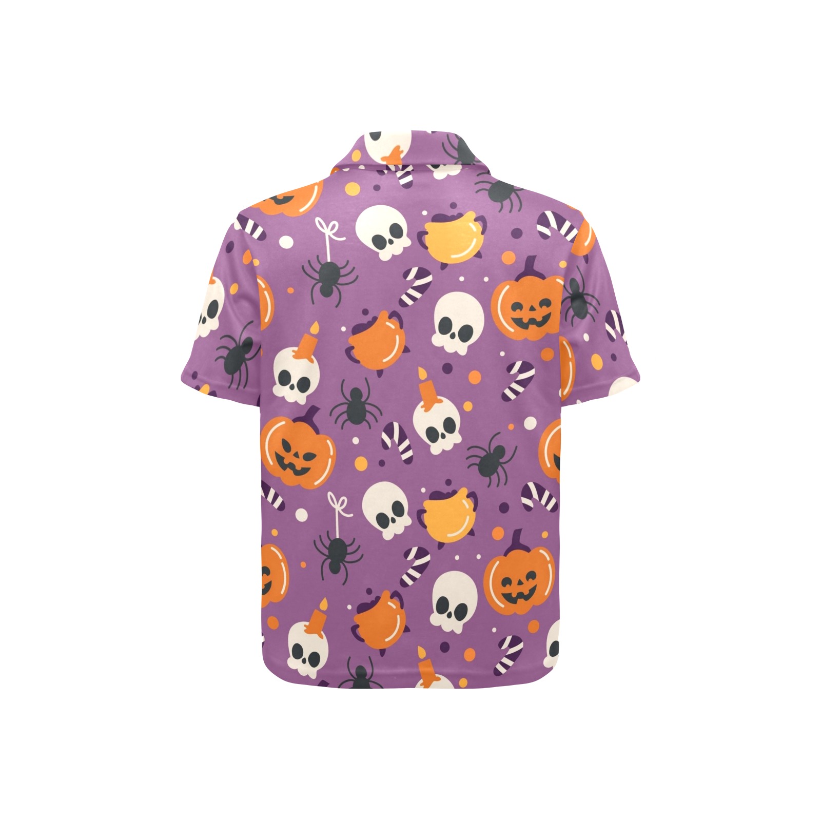 Halloween - Purple Background Little Girls' All Over Print Polo Shirt (Model T55)