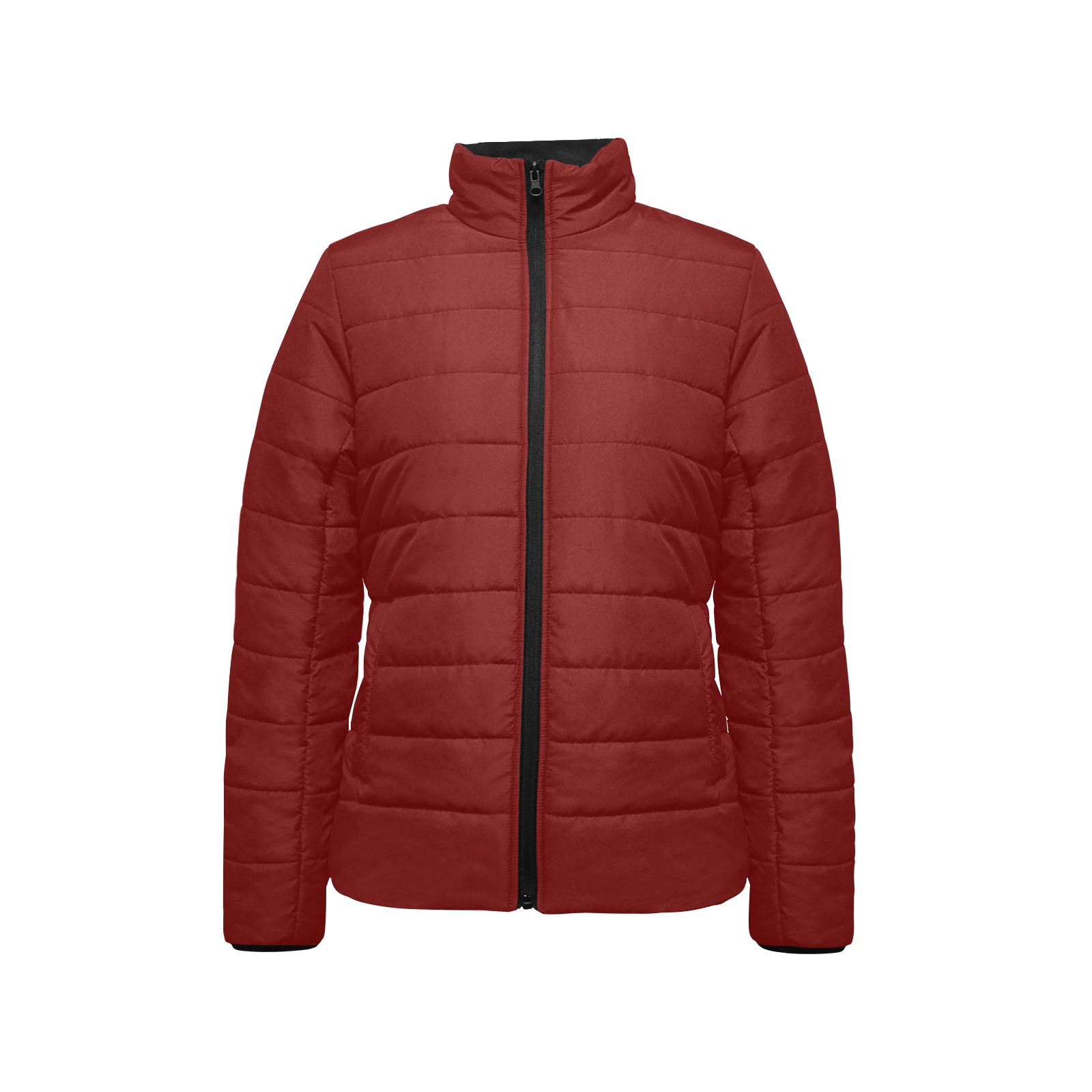 color blood red Women's Stand Collar Padded Jacket (Model H41)