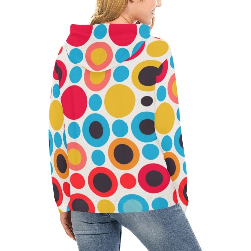 Fantasy irregular polka dot pattern on white art. All Over Print Hoodie for Women (USA Size) (Model H13)