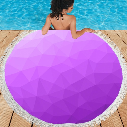 Purple gradient geometric mesh pattern Circular Beach Shawl 59"x 59"