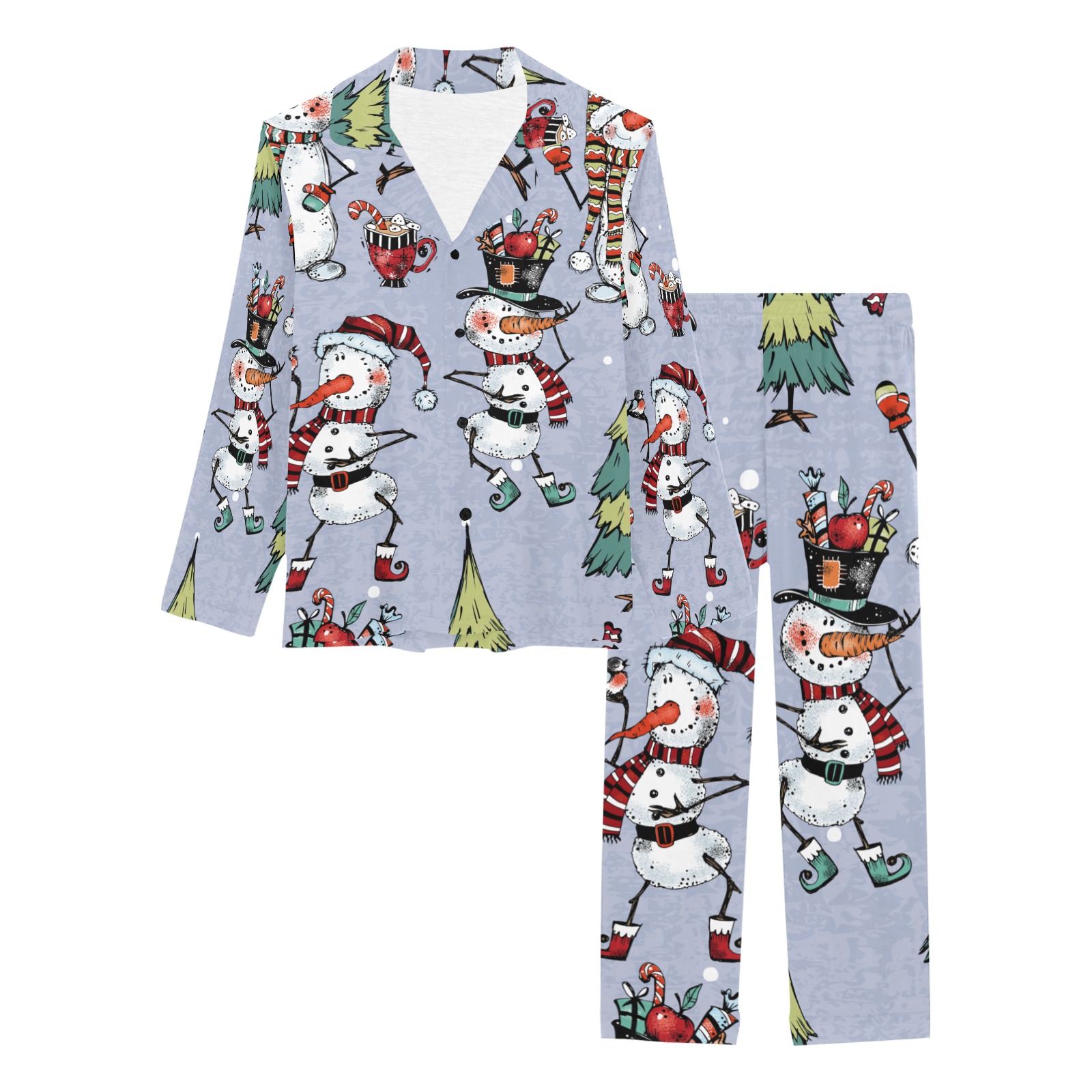 Skinny Snowman Women's Long Pajama Set