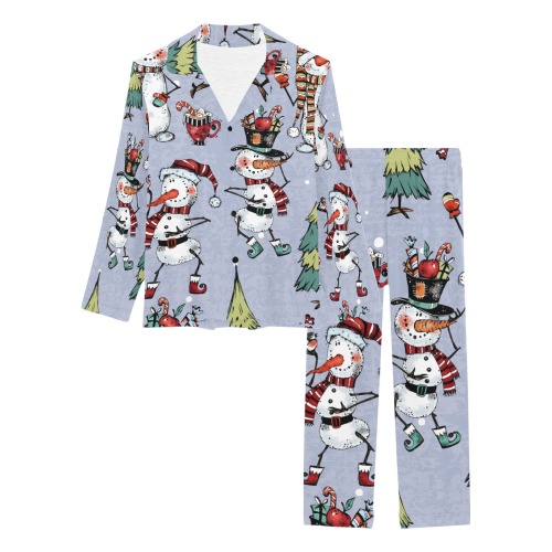 Skinny Snowman Women's Long Pajama Set