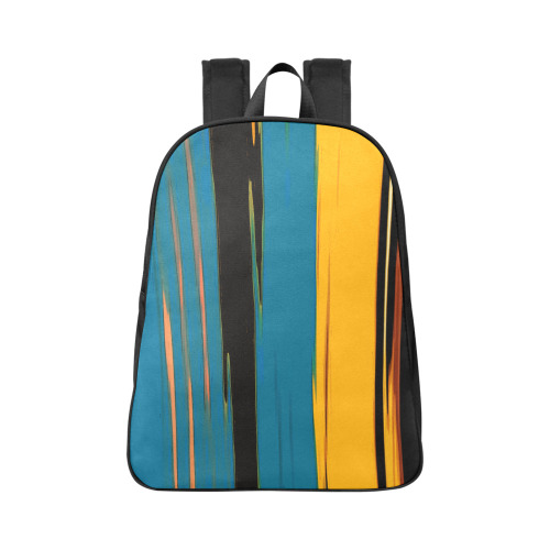 Black Turquoise And Orange Go! Abstract Art Fabric School Backpack (Model 1682) (Large)