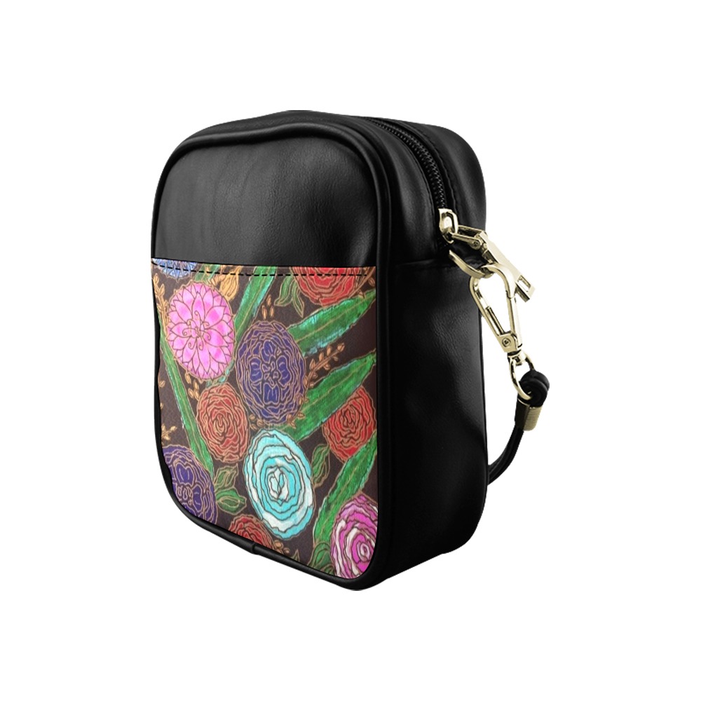 Floral and Bamboo leaves Sling Bag (Model 1627)