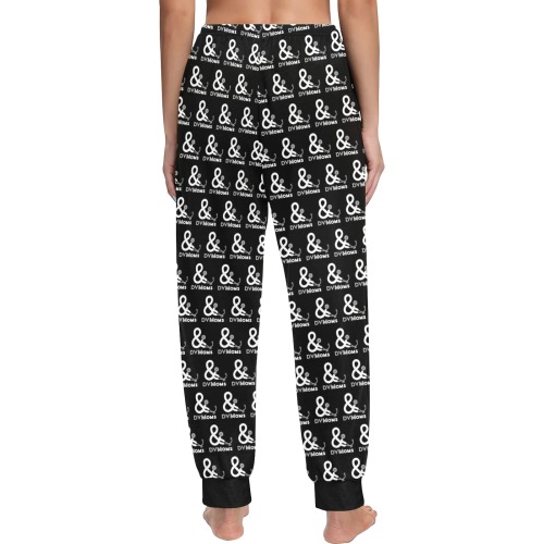 Black pants all over white logo Women's All Over Print Pajama Trousers