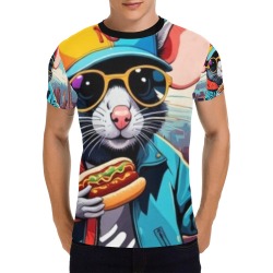 HOT DOG EATING NYC RAT 2 All Over Print T-Shirt for Men (USA Size) (Model T40)