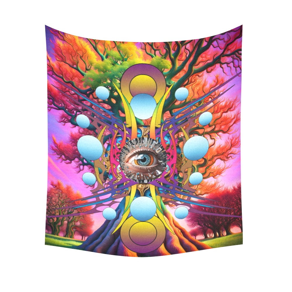 Cosmic Tree Cotton Linen Wall Tapestry 51"x 60"