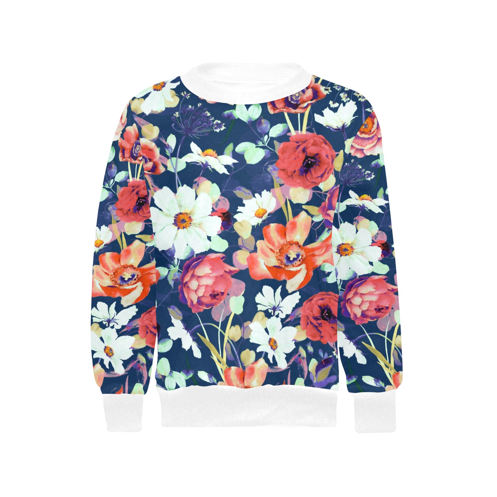 Dark and lush meadow 90 Girls' All Over Print Crew Neck Sweater (Model H49)