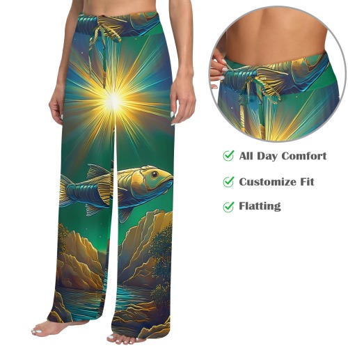 Celestial Swim Women's Wide Leg Lounge Pants (Model L77)