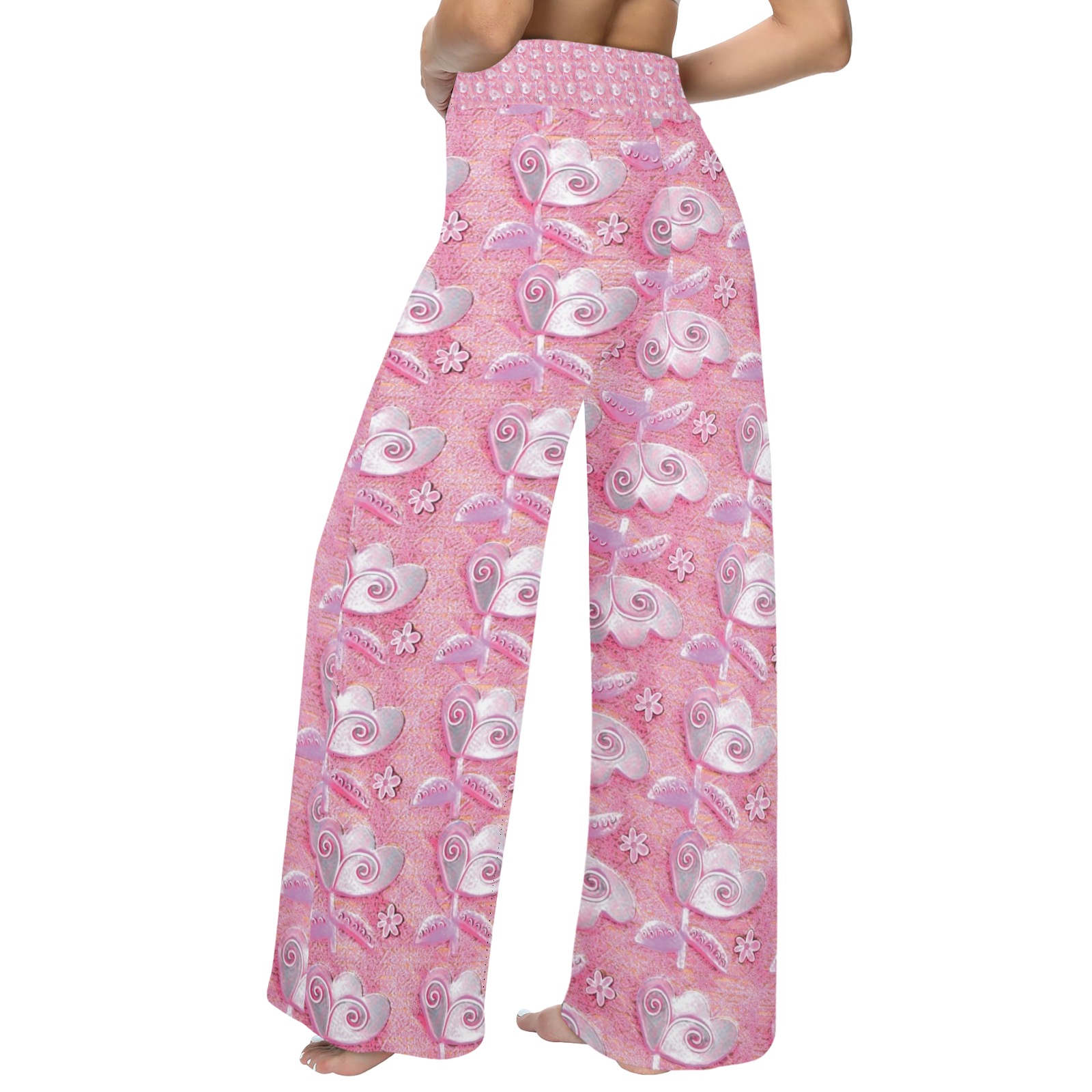 Cool in pink Women's Wide Leg Lounge Pants (Model L77)