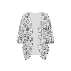 Inspirational tattoo pattern BL 2 Women's Kimono Chiffon Cover Ups (Model H51)