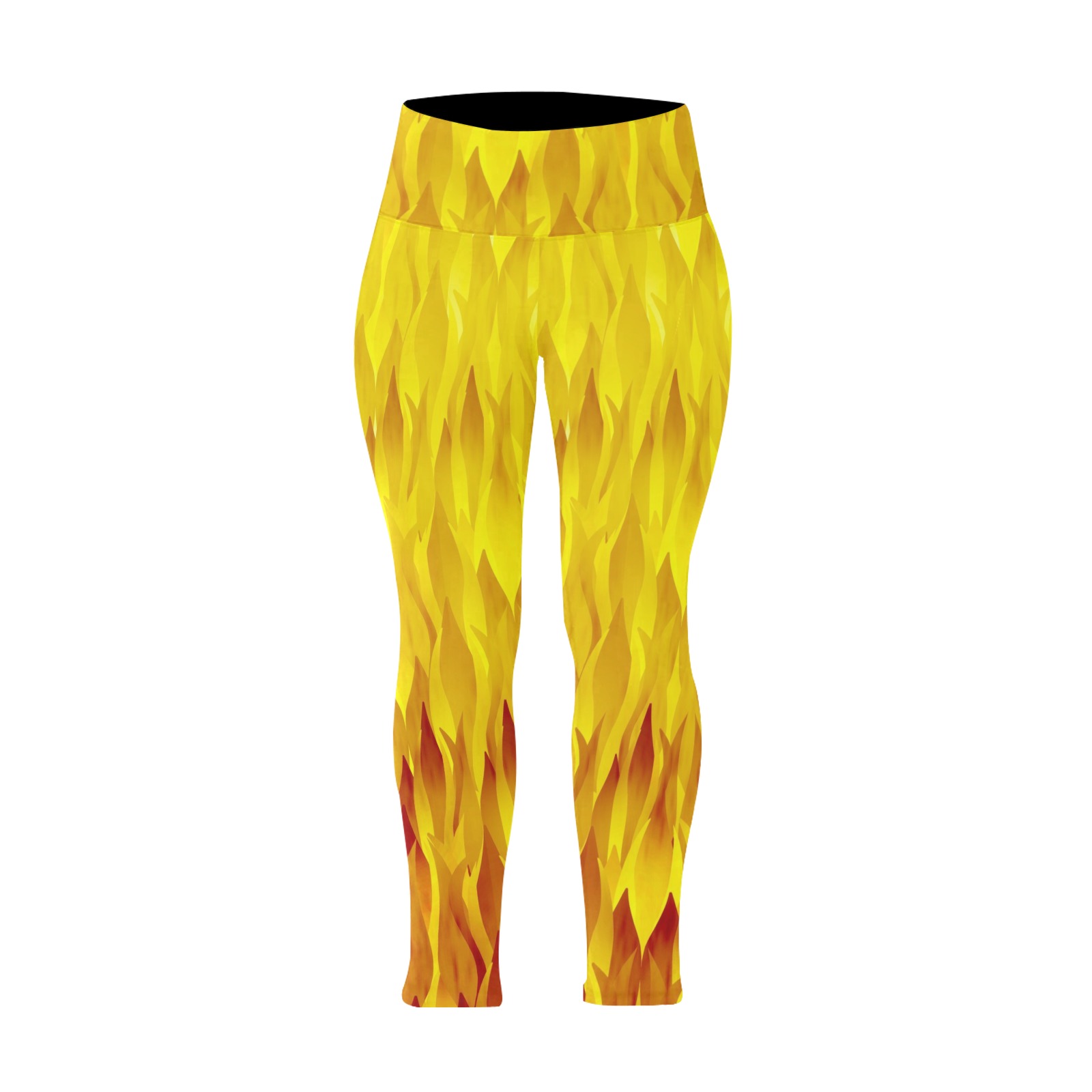 Fire and Flames Pattern Plus Size High Waist Leggings (Model L45)