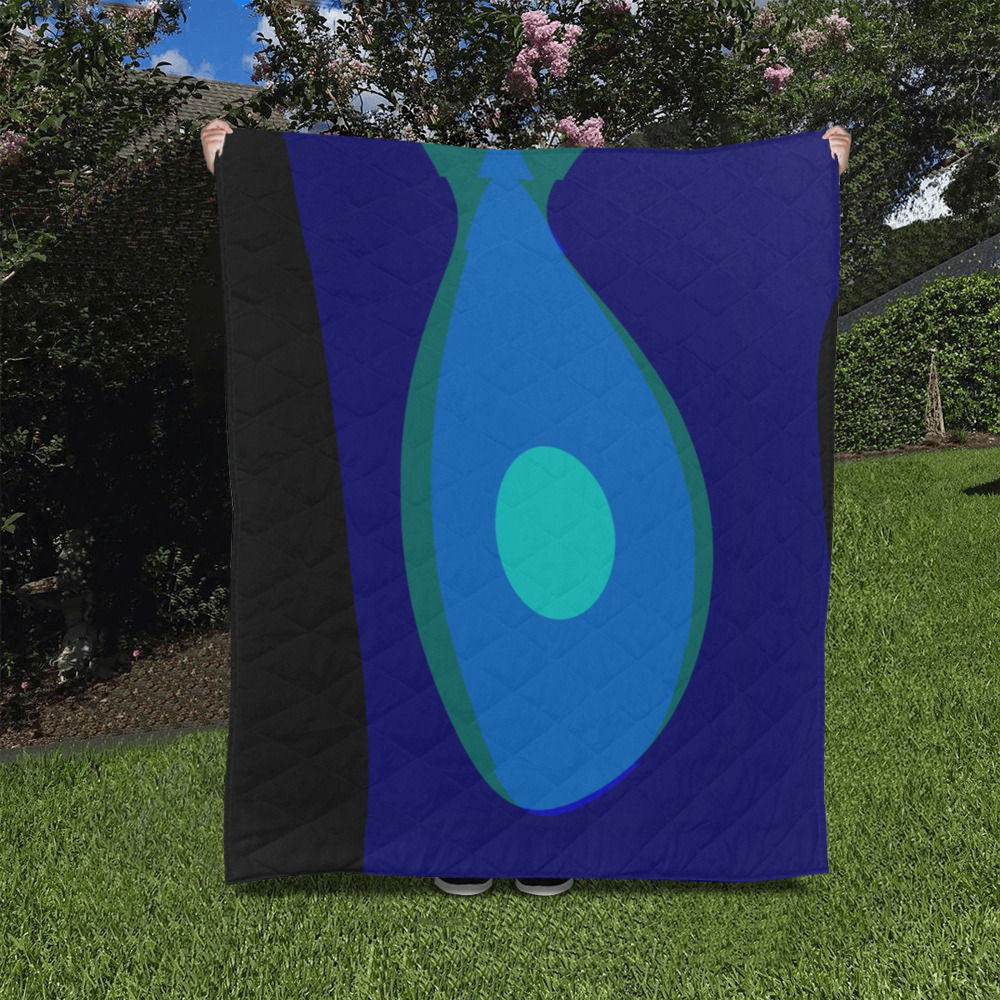 Dimensional Blue Abstract 915 Quilt 50"x60"