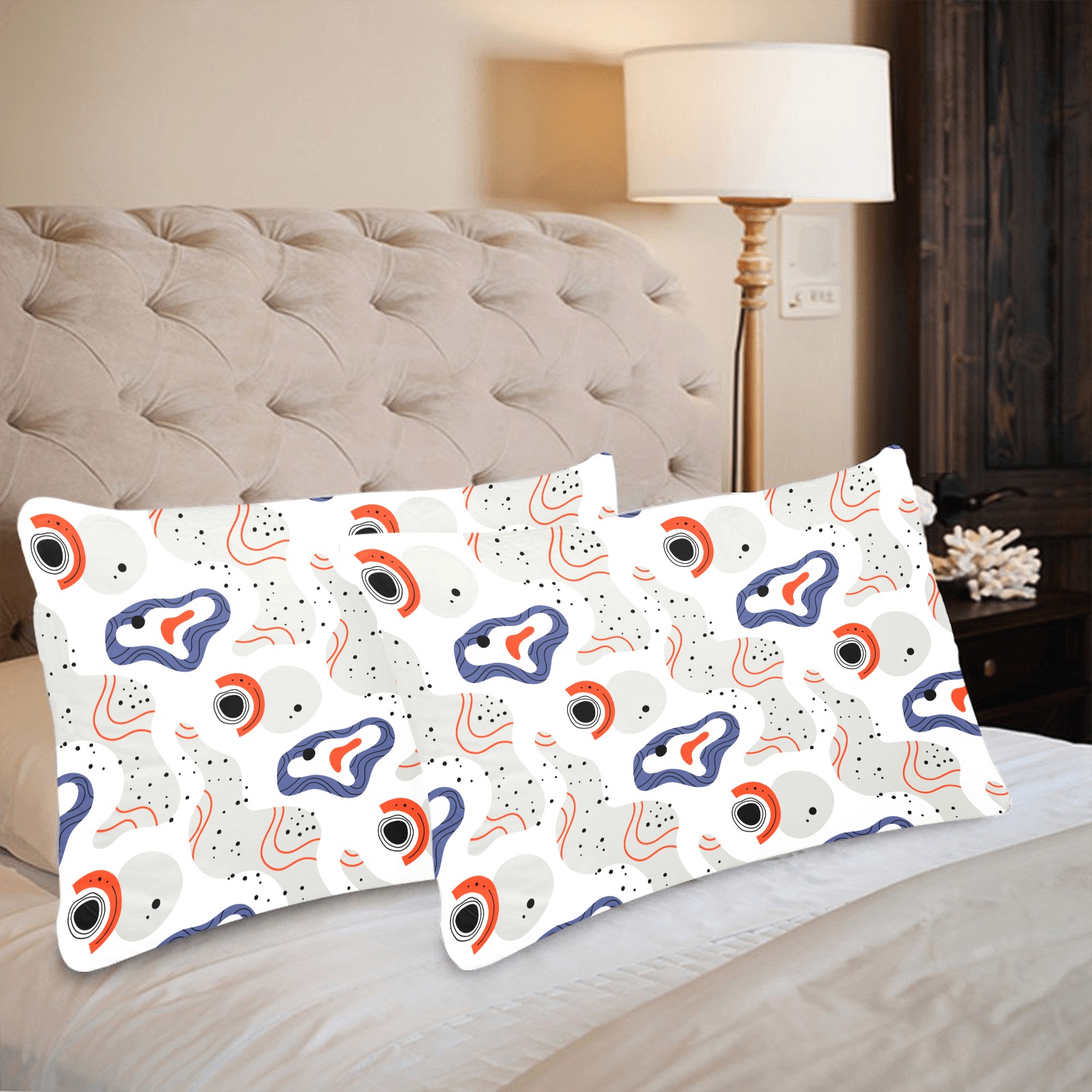 Elegant Abstract Mid Century Pattern Custom Pillow Case 20"x 30" (One Side) (Set of 2)