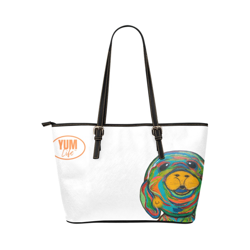 Magical Merlyn Manatee Tote by YUMLife Leather Tote Bag/Large (Model 1651)