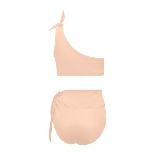 color apricot High Waisted One Shoulder Bikini Set (Model S16)