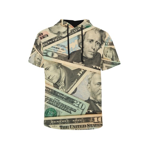 US PAPER CURRENCY All Over Print Short Sleeve Hoodie for Men (Model H32)