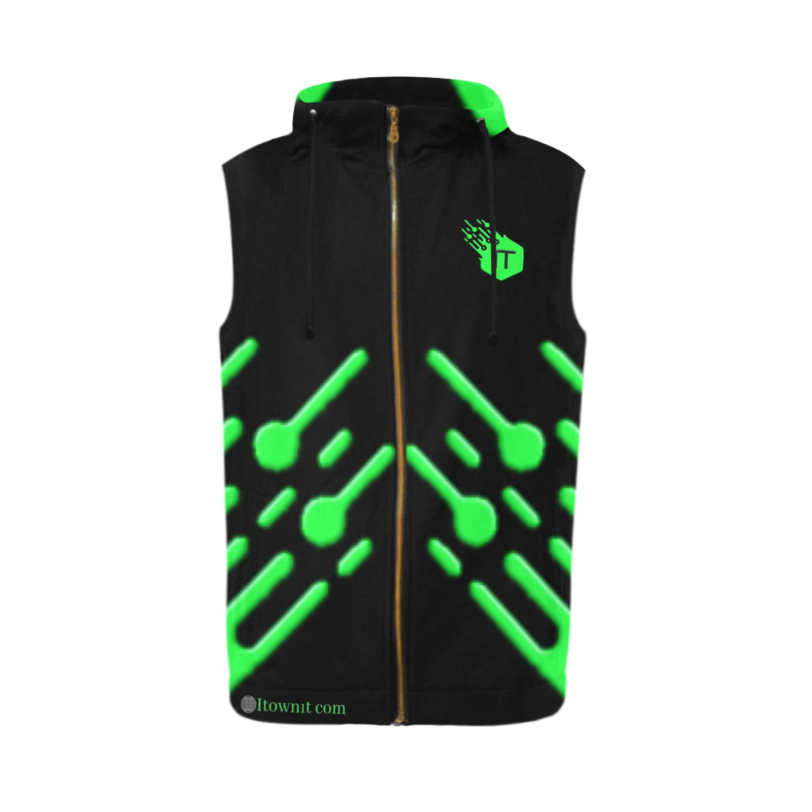 IT Jacket All Over Print Sleeveless Zip Up Hoodie for Men (Model H16)