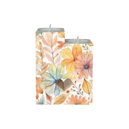 Watercolor Floral 2 Wooden Candle Holder (Without Candle)