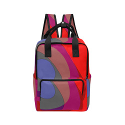 Red Abstract 714 Twin Handle Backpack (Model 1732)