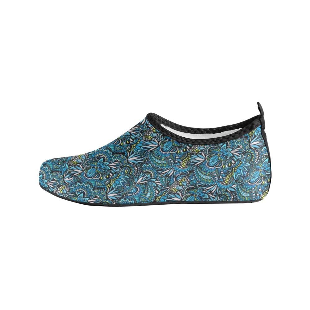 Cerulean Swirls - Small Pattern Women's Slip-On Water Shoes (Model 056)
