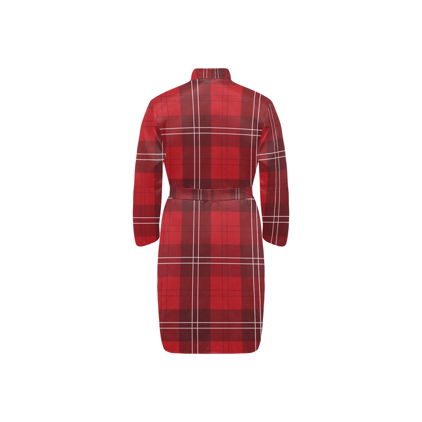 Red Tartan Plaid Robe Men's Long Sleeve Belted Night Robe (Model H56)