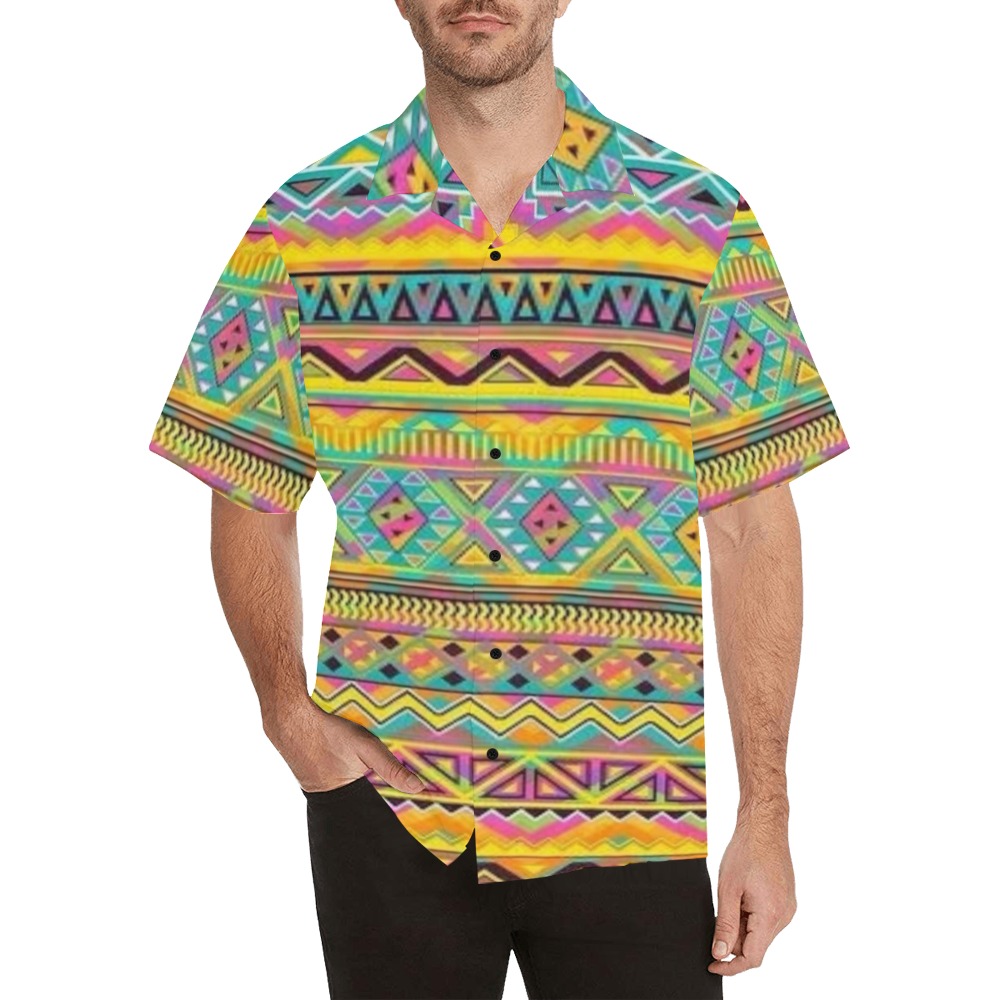 Colorful tribe design Hawaiian Shirt with Merged Design (Model T58)