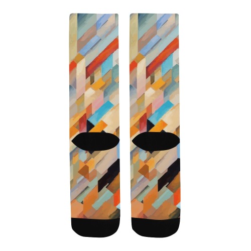 Cool geometric pattern. Abstract aft, warm colors Men's Custom Socks