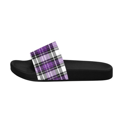 Purple Black Plaid Men's Slide Sandals (Model 057)