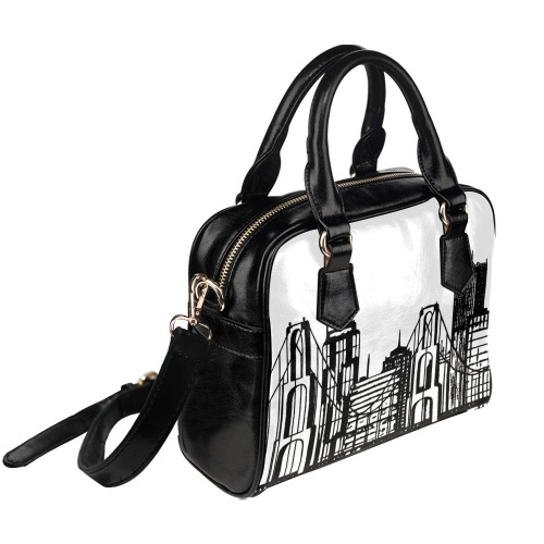 City_Life_Black_Flattened_2nd_Edition_ Shoulder Handbag (Model 1634)