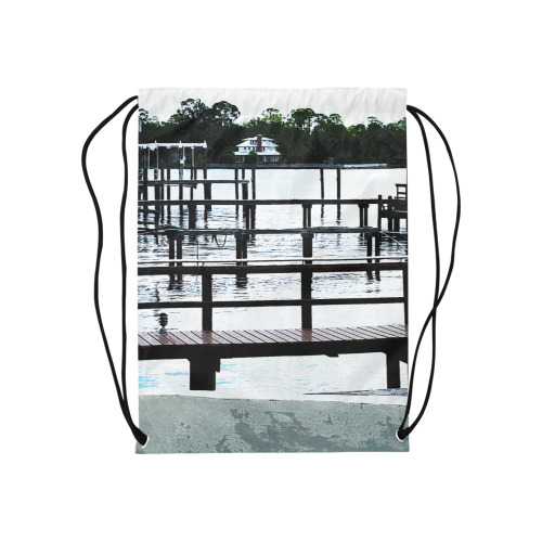 Docks On The River 7580 Medium Drawstring Bag Model 1604 (Twin Sides) 13.8"(W) * 18.1"(H)