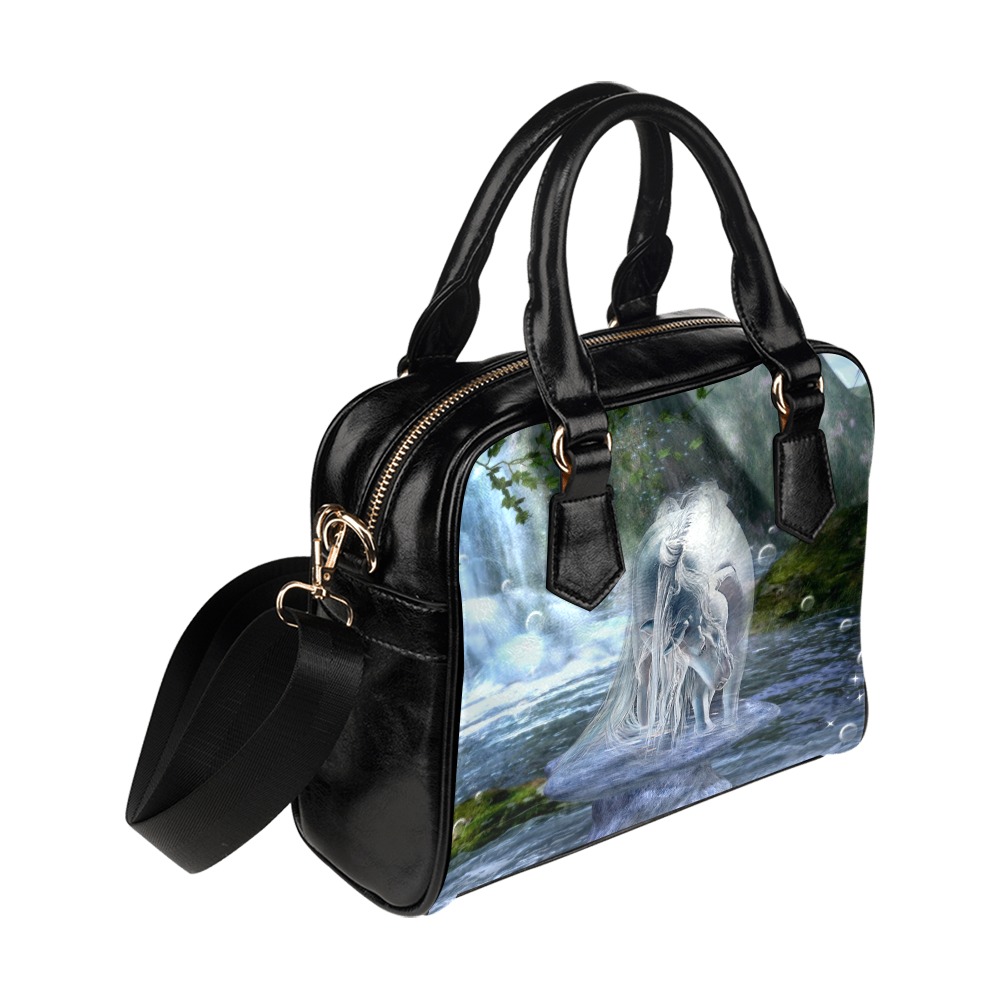 Unicorn and Magical Waterfall Shoulder Handbag (Model 1634)