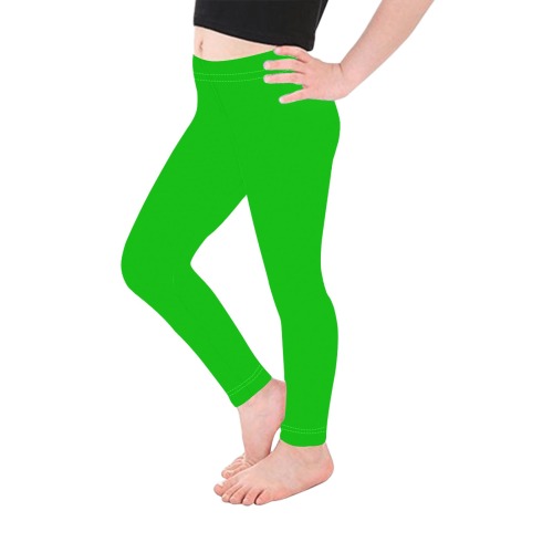 Merry Christmas Green Solid Color Kid's Ankle Length Leggings (Model L06)